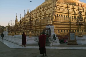 Burmese monks recording their holiday with a camcorder