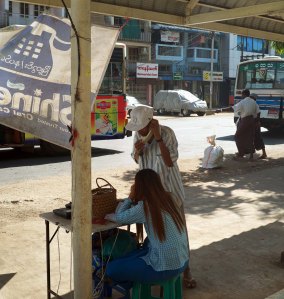 Cell phones are still rare but phone booths are very common.